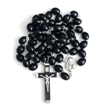 Rosary: Black wooden 10mm bead