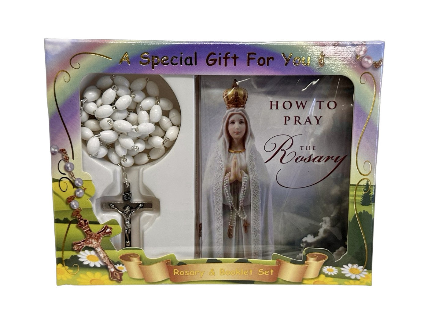 Rosary & Booklet Set - White