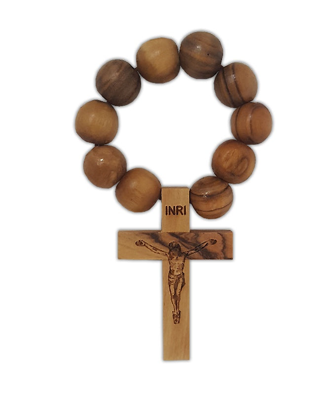 Rosary: Ring olive wood with crucifix