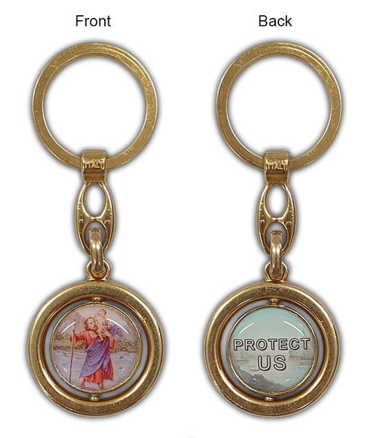 Keyring: St Christopher - round, coloured