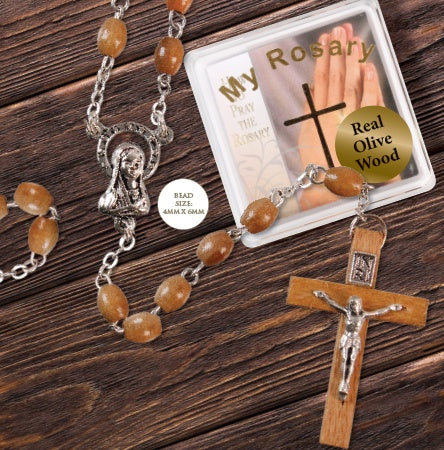 Rosary: Olive Wood with leaflet