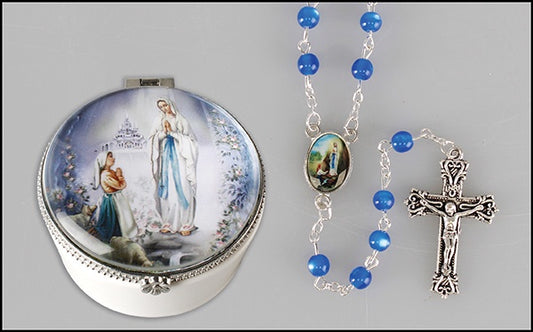 Rosary: Our Lady of Lourdes in porcelain box