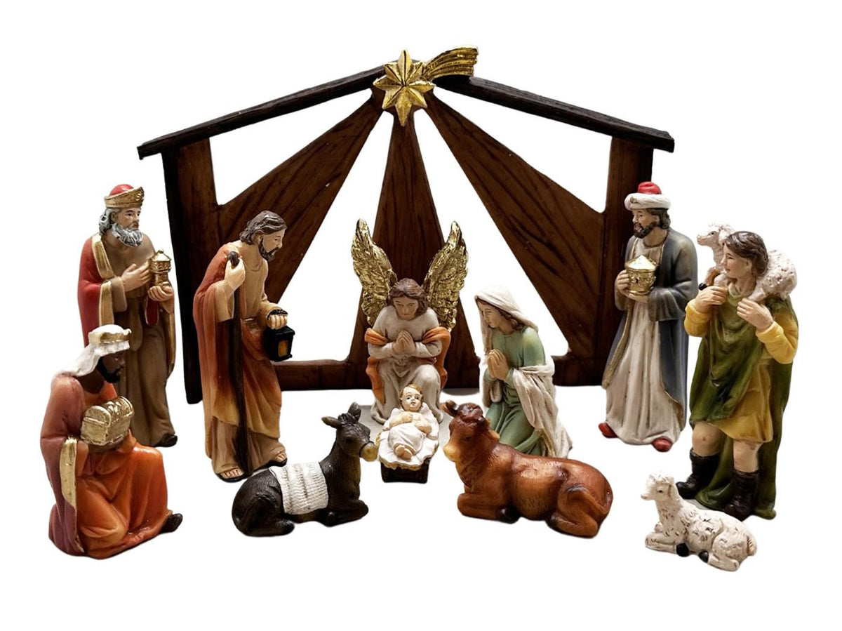 Nativity Set with Stable: 10cm 11 Pieces
