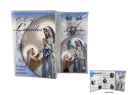 Rosary: Glass Beads with Our Lady of Lourdes Prayer Book