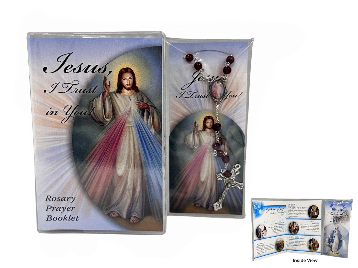 Rosary: Glass Beads with Divine Mercy Prayer Book
