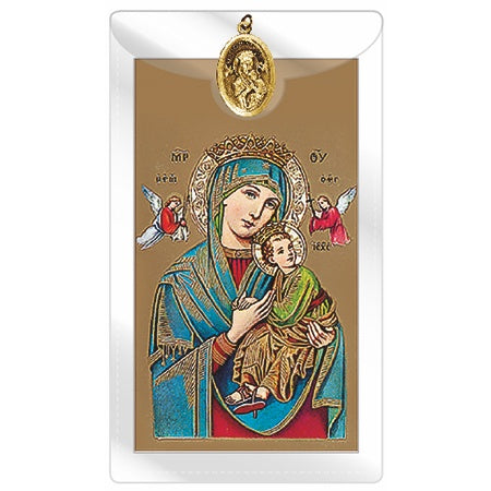 Holy Card and Medal: Our Lady of Perpetual Help Gold