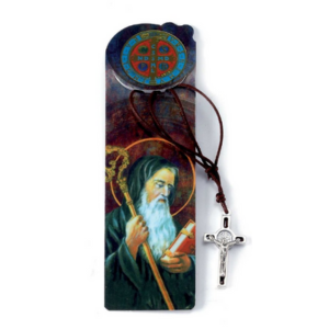 Bookmark: St Benedict crucifix necklace on cord