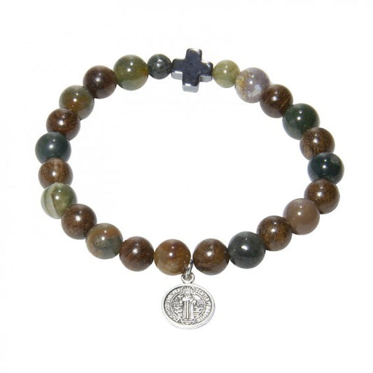 Bracelet: St Benedict gemstone/wood