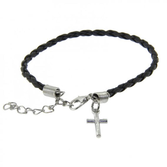 Bracelet: Braided thong with crucifix