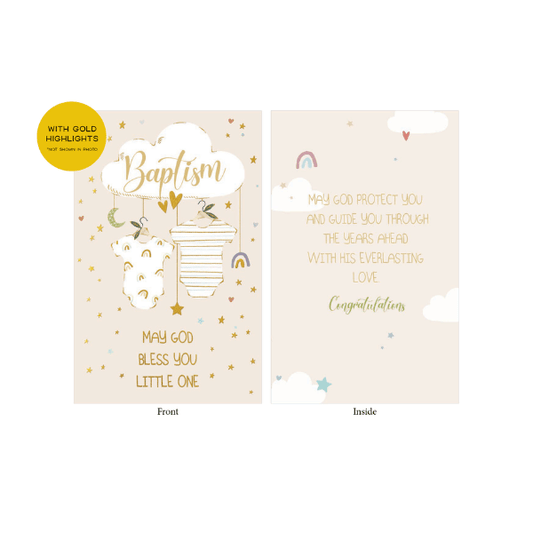 Card: Baptism May God Bless You Little One