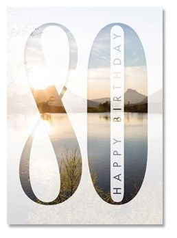 Card: Birthday 80th Lake Scene