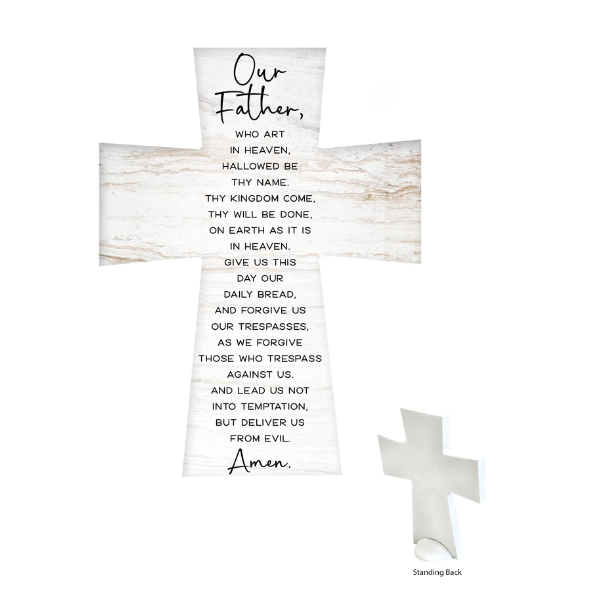 Cross: Our Father prayer, standing 10cm tall