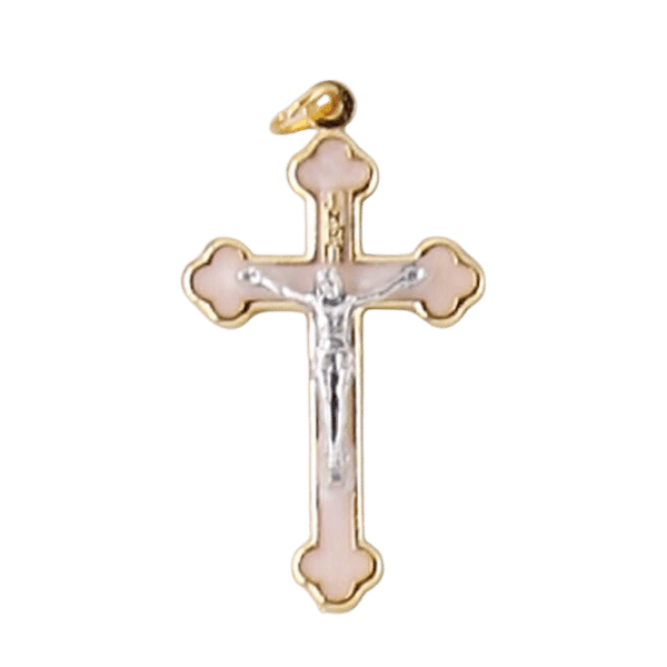 Crucifix: Enamel Pink 4.5cm