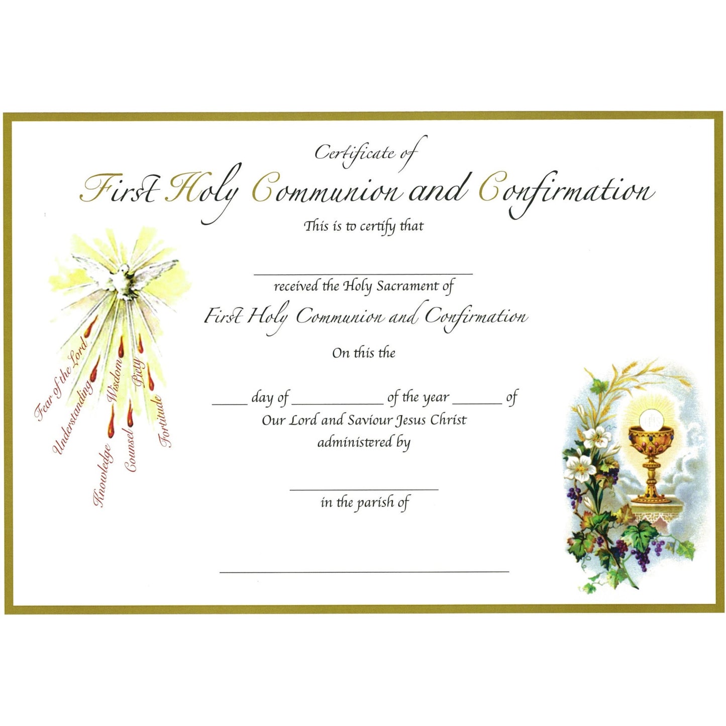 Certificate: Combined Sacraments