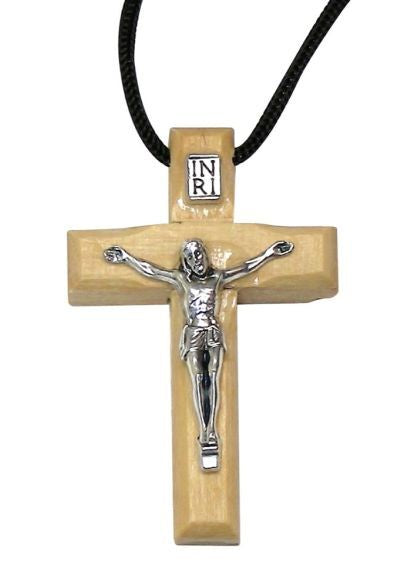 Pendant: Crucifix Olive Wood on Cord 5cm