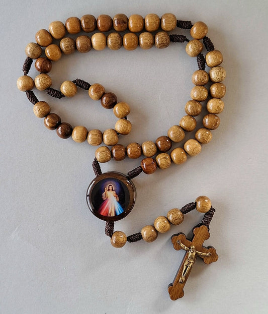 Rosary: Divine Mercy, wooden 8mm bead
