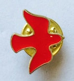 Lapel Pin: Red Dove Gold