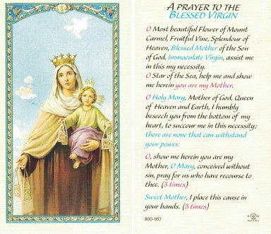 Holy Card: Our Lady of Mt Carmel