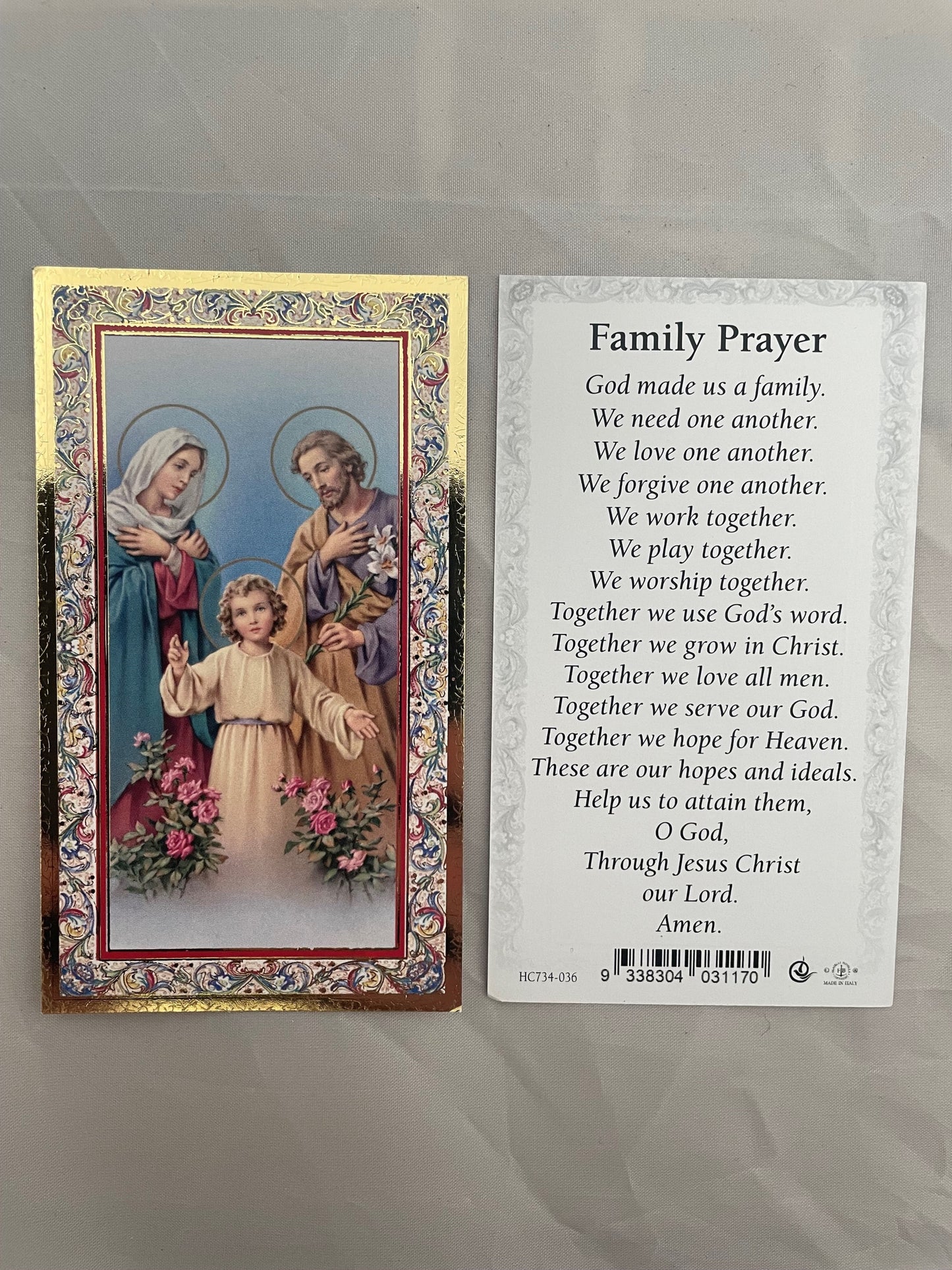Holy Card: Laminated Holy Family