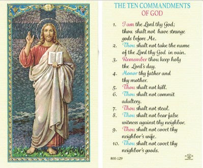 Holy Card: The Ten Commandments of God