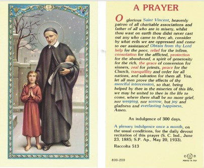 Holy Card: St Vincent de Paul HP800200