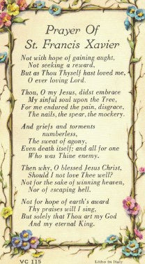 Holy Card: Prayer of St Francis Xavier