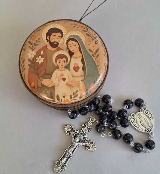 Rosary Purse: round zipped with image