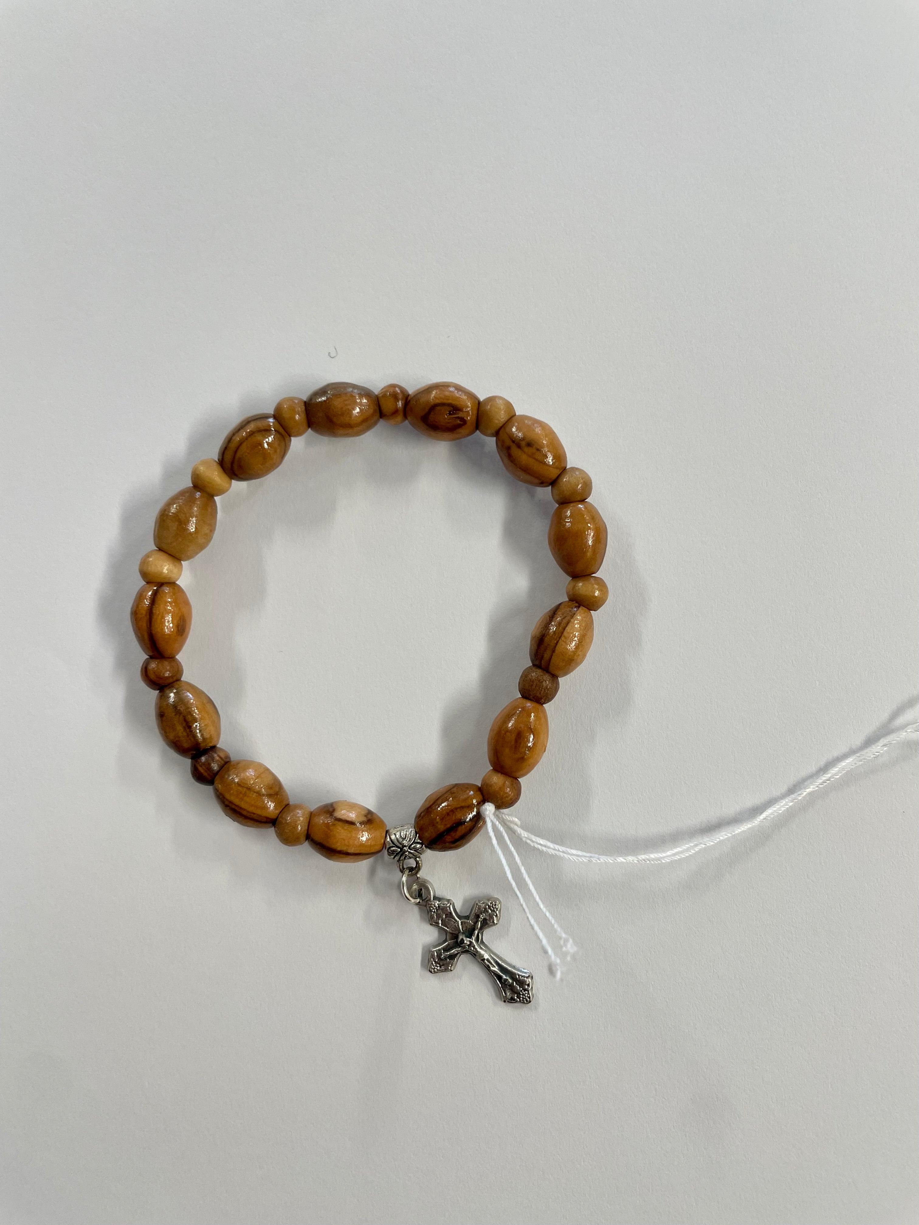 Rosary Bracelet Wood Beads Handmade Mens Catholic Pray Benedict Cross  Decade | eBay