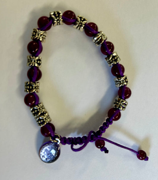 Bracelet: Rosary Amethyst Purple Macrame