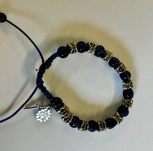 Bracelet: Rosary Blue Macrame