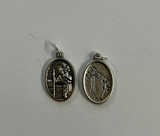 Medal: St Christopher oval with cross on reverse