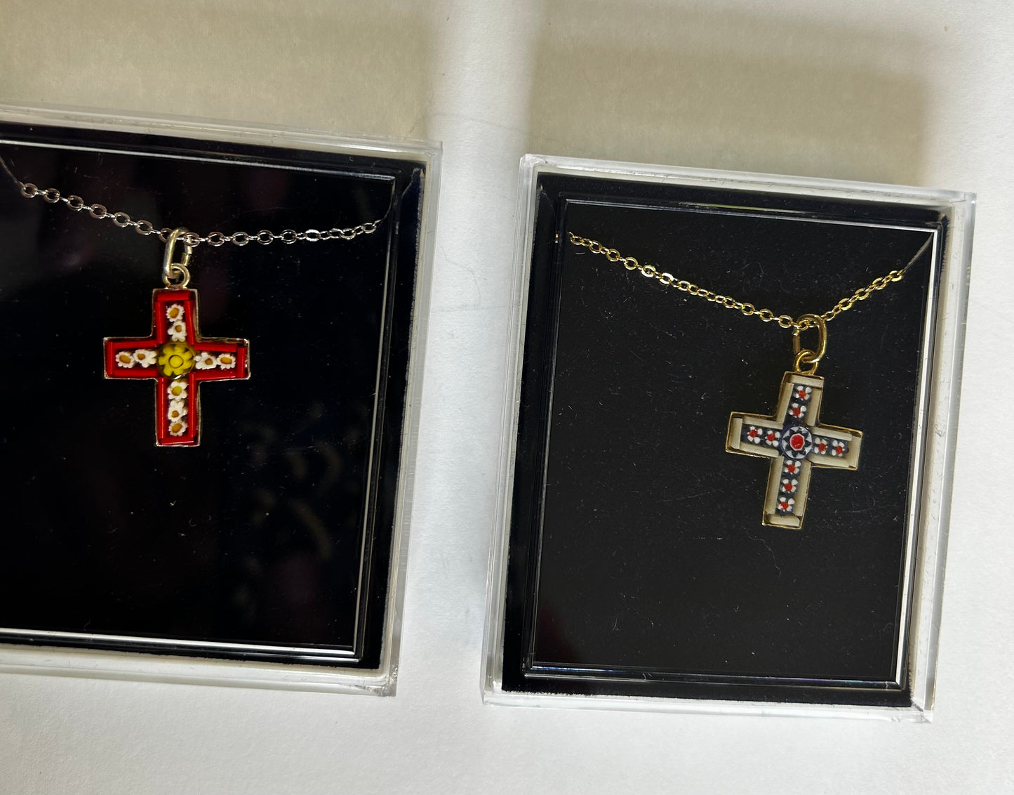 Necklace: Murano Glass Cross straight edge