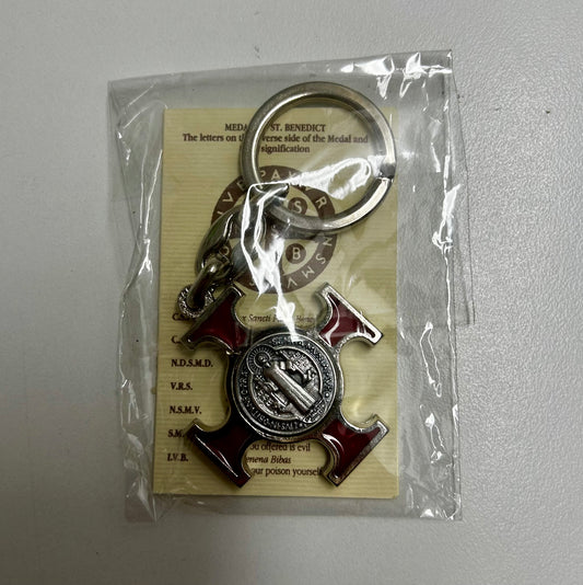 Keyring: St Benedict Red with card