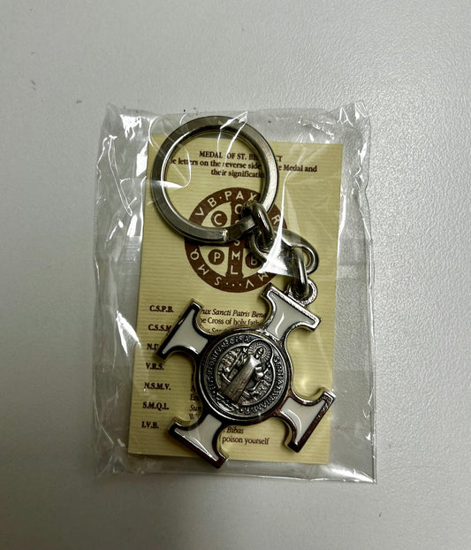 Keyring: St Benedict White with card