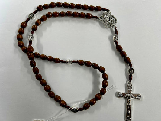 Rosary: Wood Brown Oval St Michael