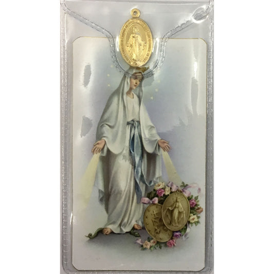 Holy card and Miraculous medal gold