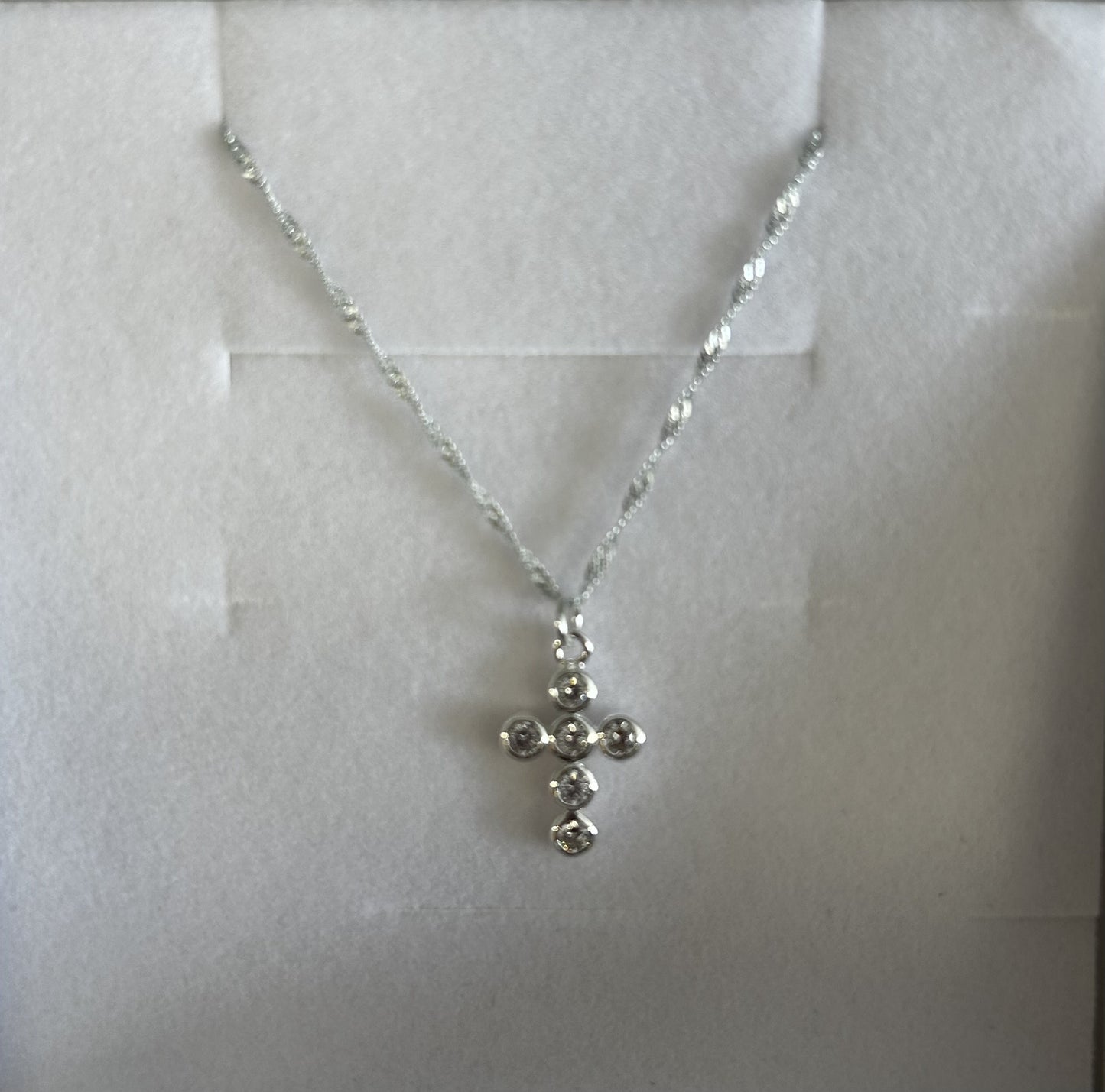 Necklace: Silver Cross CZ Sterling Silver