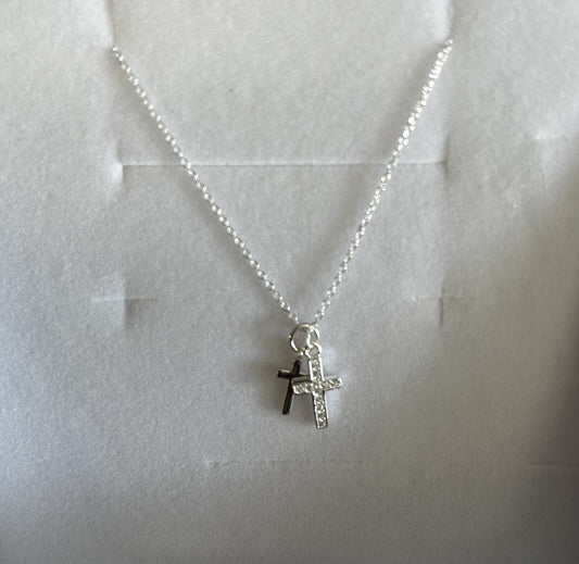 Necklace: CZ Cross Sterling Silver