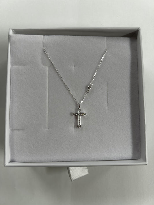 Necklace: Silver CZ Cross Sterling Silver