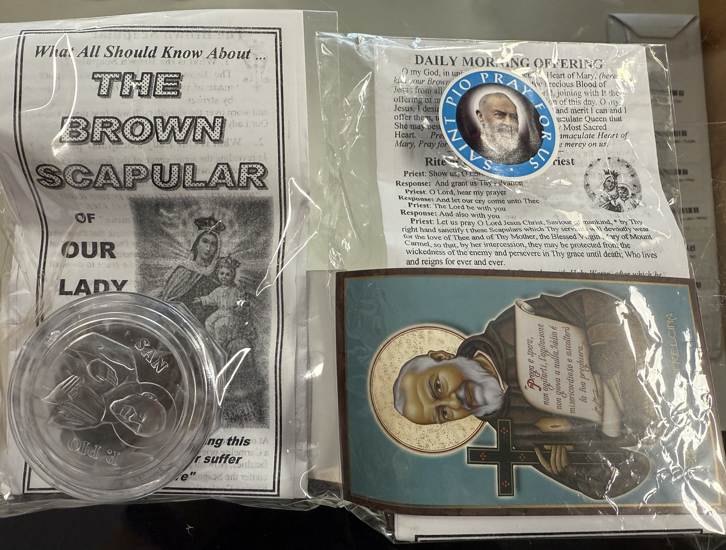 Scapular: Padre Pio/Our Lady of Grace with holy card