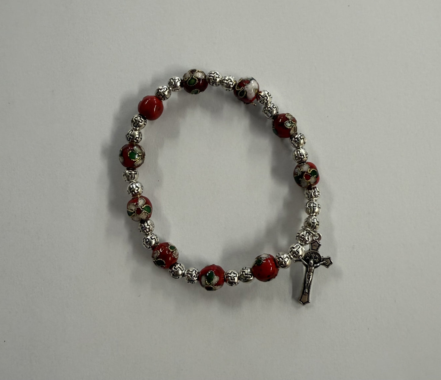 Bracelet: Red Bead with Crucifix