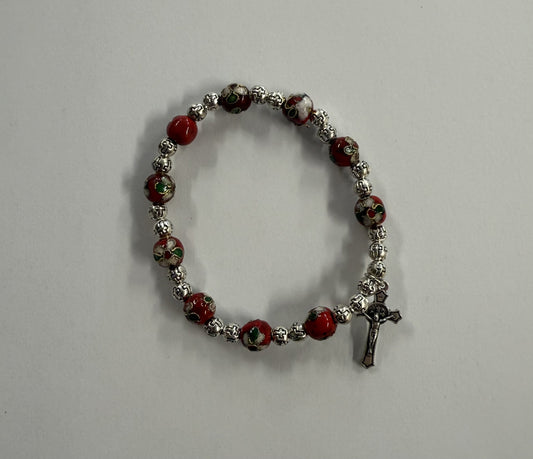 Bracelet: Red Bead with Crucifix