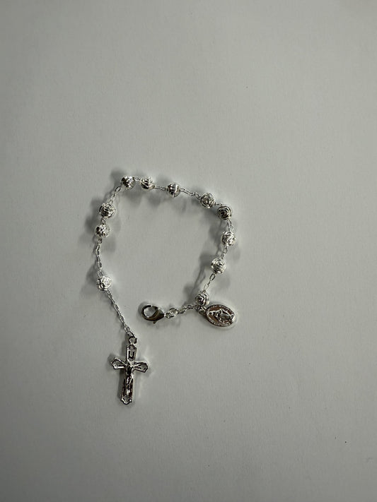 Bracelet: Rosary Ball Bracelet silver plated