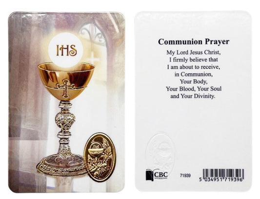 Laminated Holy Card with medal - Communion