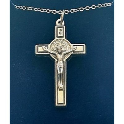 Necklace: St Benedict 40mm crucifix on 45cm chain