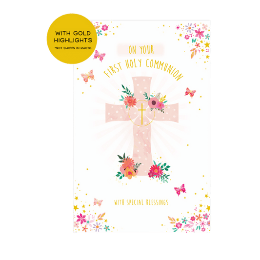 Card: FHC Pink Cross with gold highlights