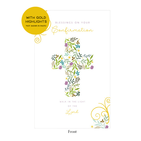Card: Confirmation Fruitful Cross with gold