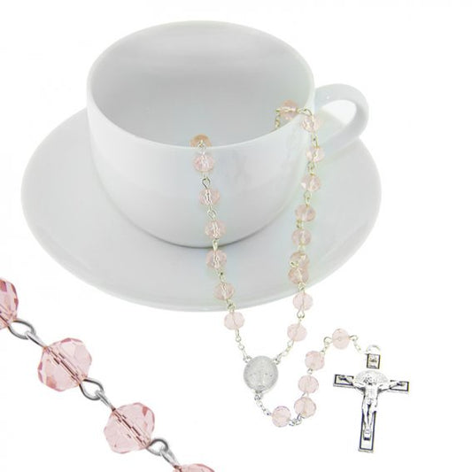 Rosary: Crystal Pink 8x6mm beads