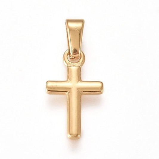 Necklace: Pendant Cross 15mm GP on 45cm