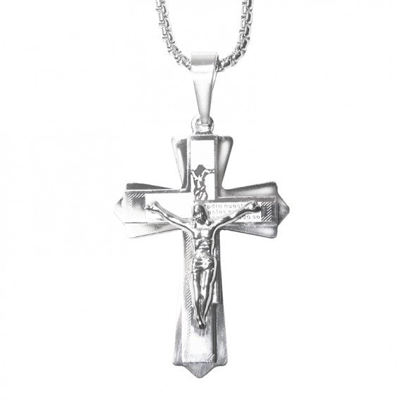 Necklace: Crucifix Steel SP 49mm
